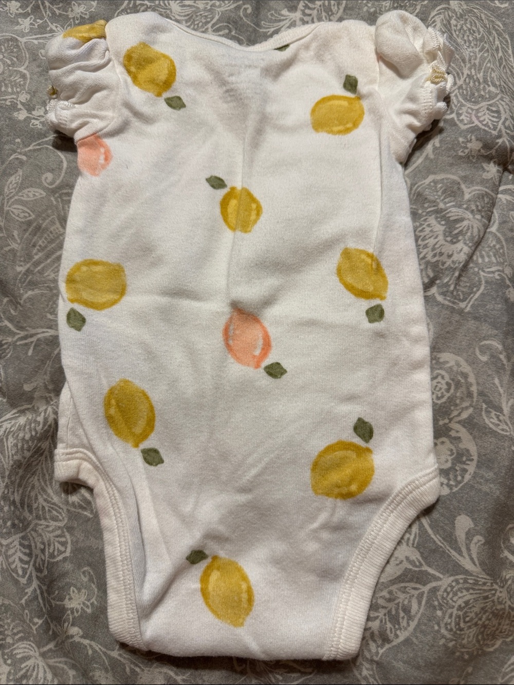 Carter's Cream Onesie with Yellow and Peach Fruit Motif - Picture 4 of 4